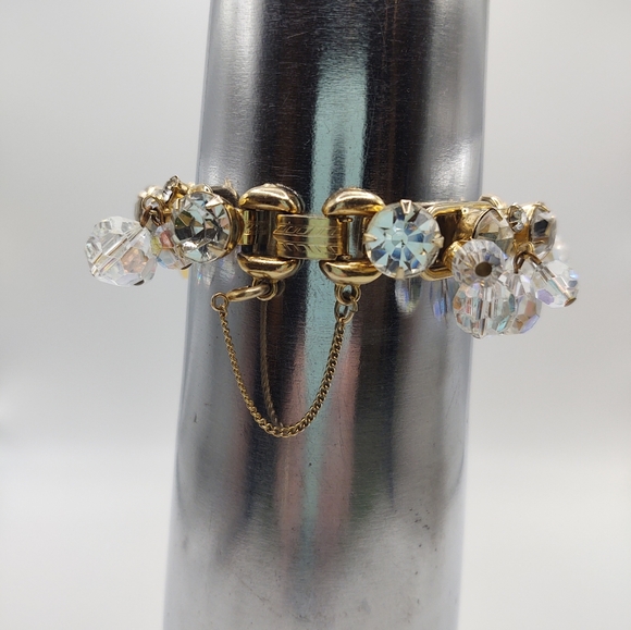 Vintage Gold Tone AB Crystal Bracelet  Statement Piece - Picture 11 of 11